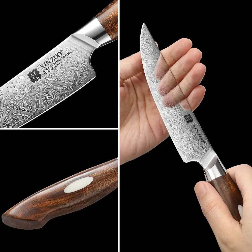 XINZUO 5 Inches 110 Layers Damascus Steel Steak Knife-Jiang Series