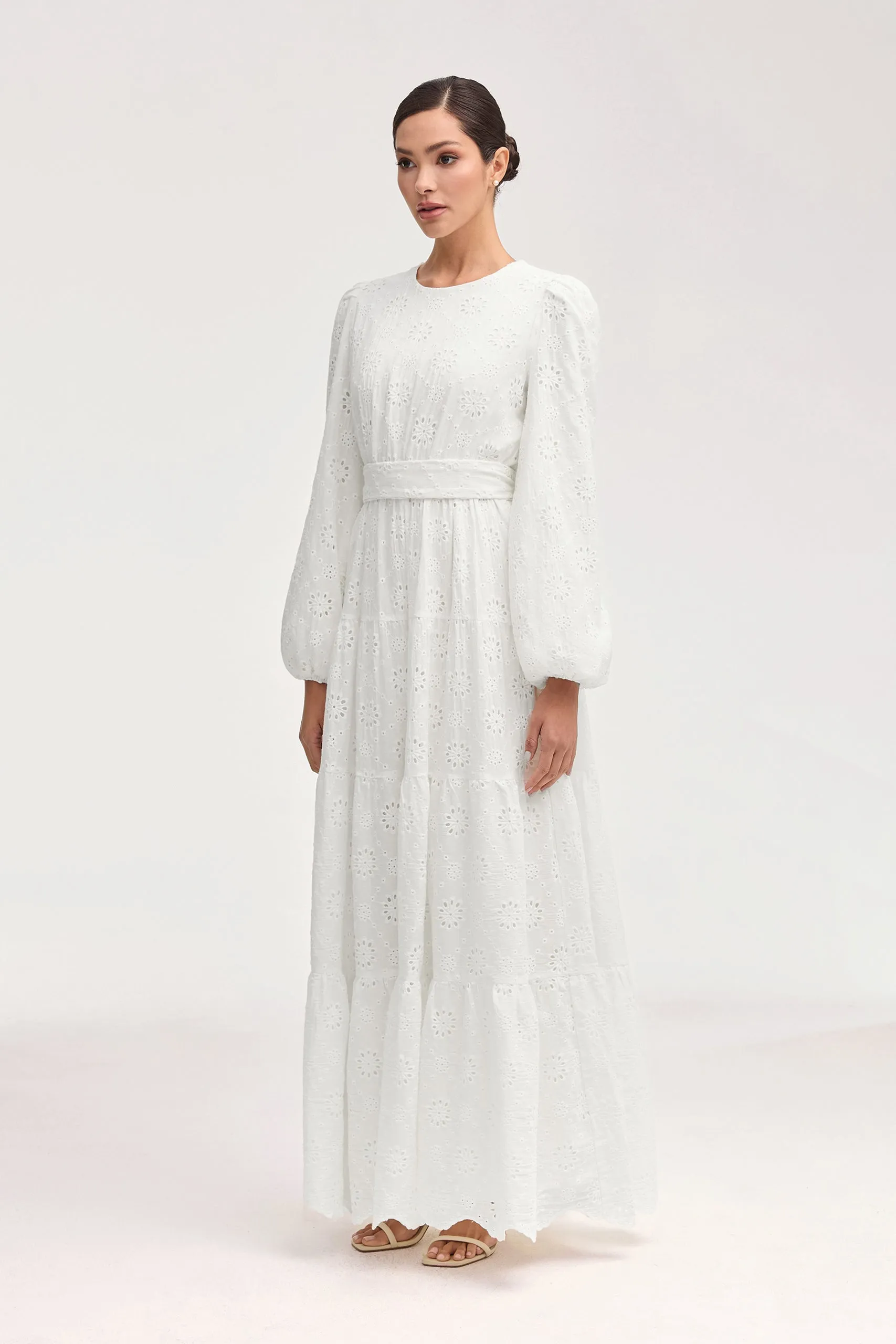 Zaynab White Eyelet Maxi Dress